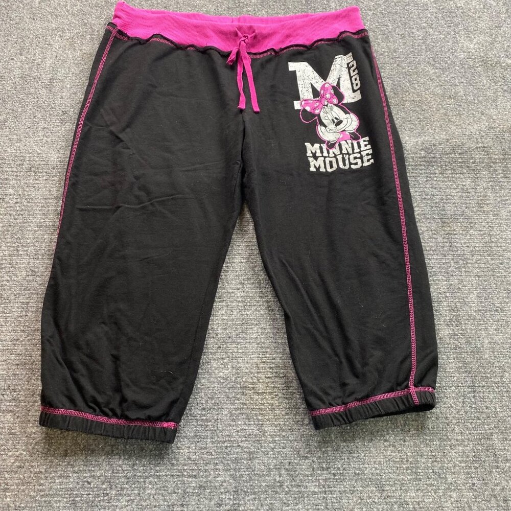 Disney Pants Womens‎ Juniors XL 15/17 Minnie Mouse Black Pink Lounge Athleisure